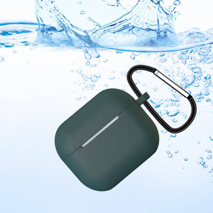 Pouzdro pro AirPods 3 silikonový měkké pouzdro sluchátka + přívěsek na klíče černý (case D)