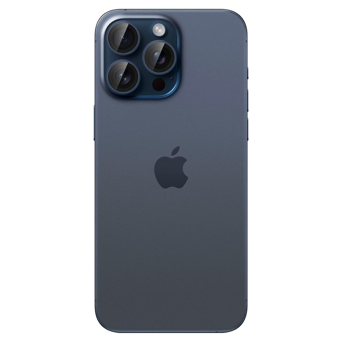 Spigen iPhone Protezione della fotocamera Optik.tr "ez Fit" Protezione della fotocamera 2-pack 14 Pro / Pro Max / 15 Pro / 15 Pro Max / 16 Pro / 16 Pro Max Blu Titanio