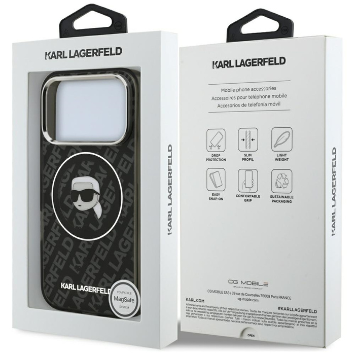 Etui Karl Lagerfeld IML Karl Head Logo   MagSafe do iPhone 17 Pro Max czarny