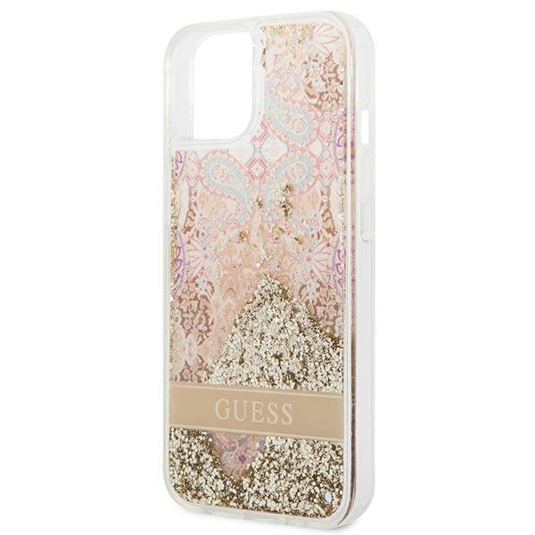 Case Guess GUHCP14MLFLSD iPhone 14 Plus 6.7" gold/gold hardcase Paisley Liquid Glitter