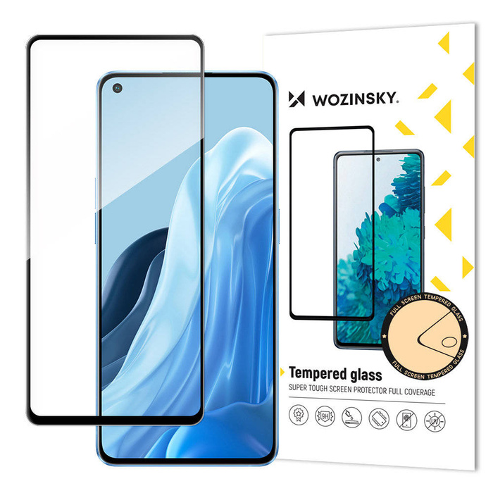 Wozinsky super durable tempered Glass Full Glue for full screen with frame Case Friendly Oppo Reno7 Pro 5G black