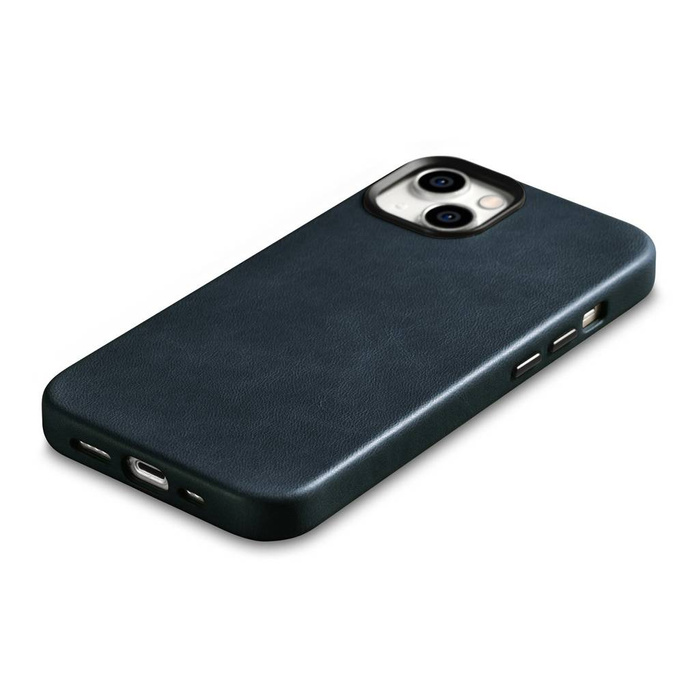 iCarer Oil Wax Premium Leather Case iPhone 14 Plus Magnetic Leather Case with MagSafe Dark Blue (WMI14220703-BU)