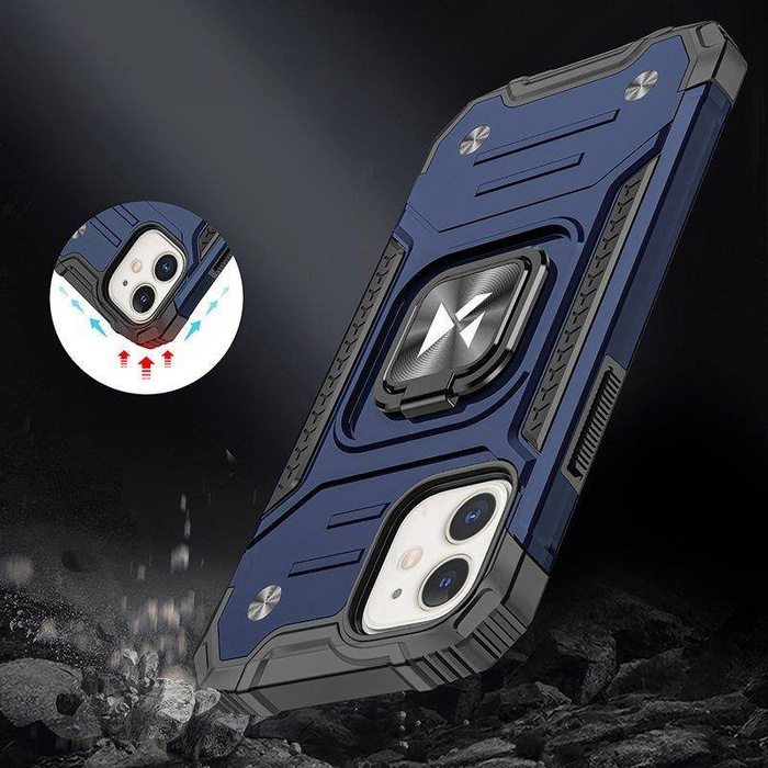 Custodia Wozinsky Ring Armor per iPhone 14 cover blindata porta anello magnetico blu