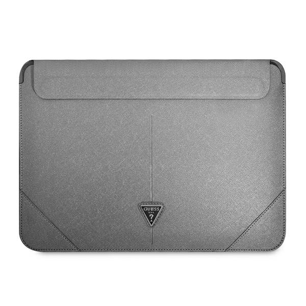 Pouzdro GUESS Laptop 16 Sleeve Saffiano Triangle Logo Silver Case