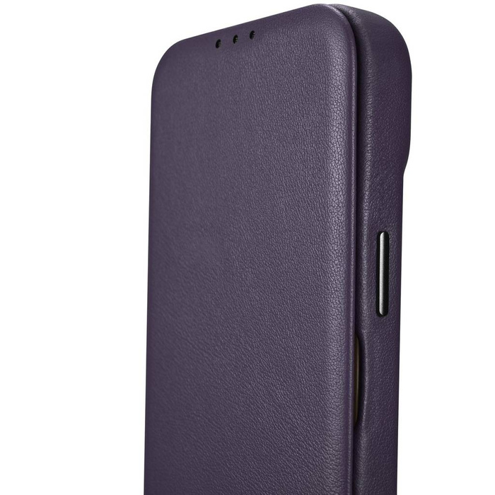 Kožené pouzdro iCarer CE Premium Leather Folio Case iPhone 14 Plus Flip Magnetic MagSafe Leather Case Dark Purple (WMI14220715-DP)