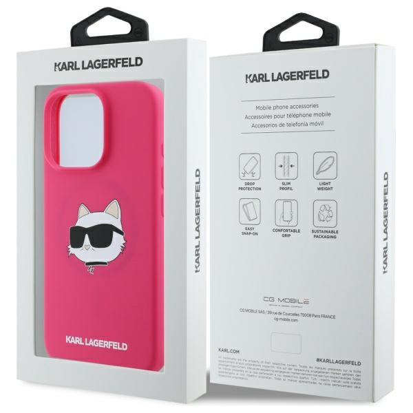 Etui Karl Lagerfeld iPhone 16 Pro fuksja/fuschia HC MagSafe Sil Choupette Head Print