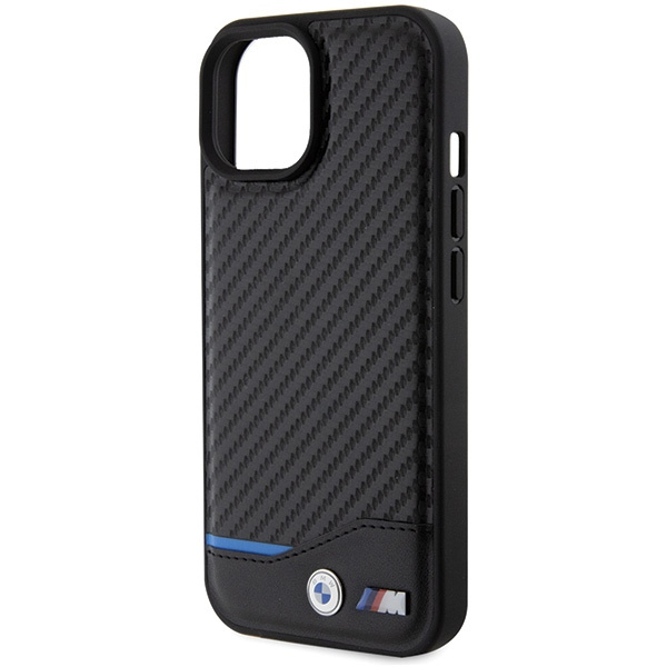 Etui BMW BMHCP15S22NBCK iPhone 15 6.1" czarny/black Leather Carbon Case