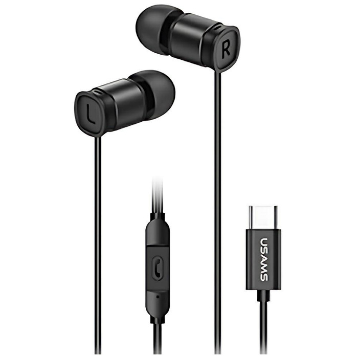 USAMS Kopfhörer EP-46 USB-C schwarz/schwarz 1,2m HSEP4603