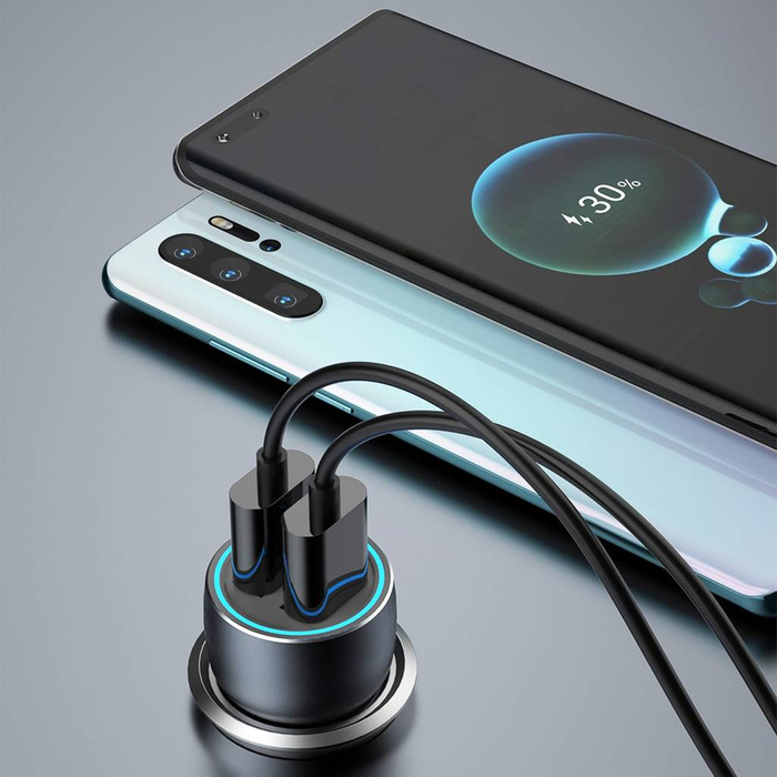 Dudao R4+ chargeur voiture 2xUSB-A 120W 3A gris