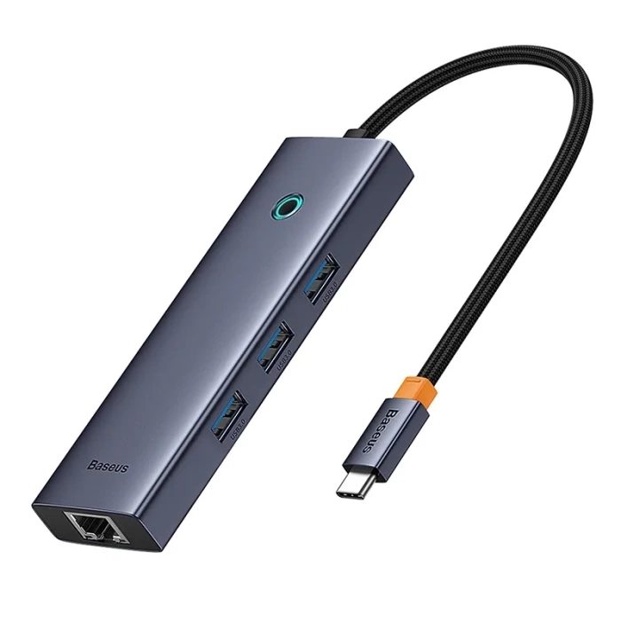Hub 6w1 Baseus UltraJoy  USB-C do HDMI4K@30Hz+3xUSB 3.0+PD+RJ45 (szary)