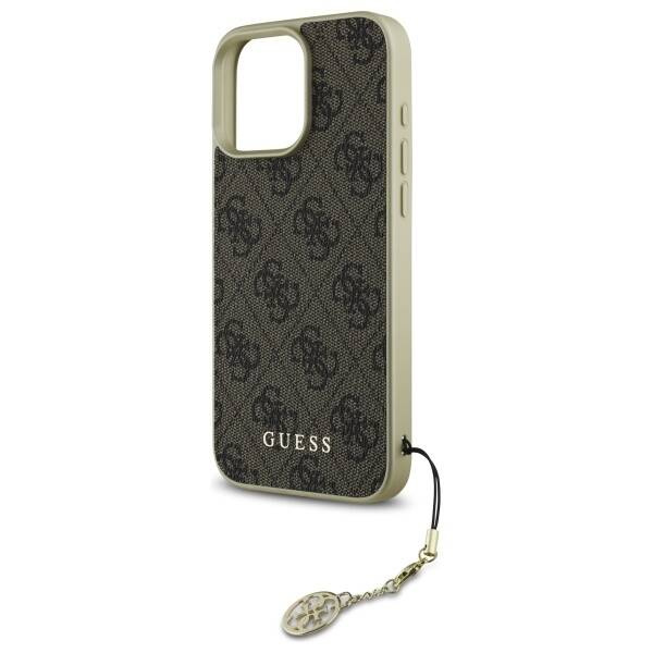 Etui Guess iPhone 16 Pro Max brązowy/brown hardcase 4G Charms Collection