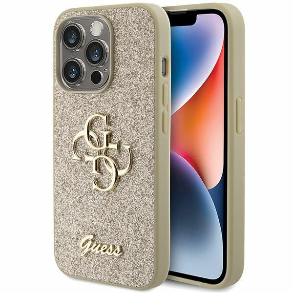 Etui Guess GUHCP15XHG4SGD iPhone 15 Pro Max 6.7" złoty/gold hardcase Glitter Script Big 4G Case