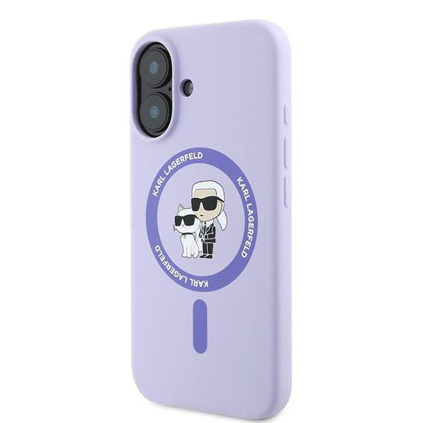 Etui Karl Lagerfeld iPhone 16 Plus fioletowy/purple HC MagSafe Silicone KC Heads Ring