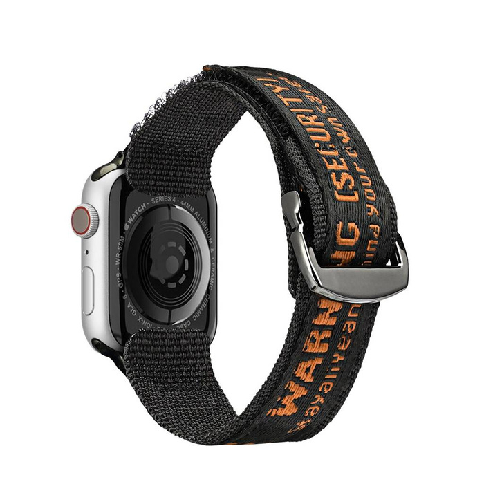 Cinturino Dux Ducis (Versione Outdoor) Cinturino per Apple Watch Ultra, SE, 8, 7, 6, 5, 4, 3, 2, 1 (49, 45, 44, 42 mm) Cinturino in Nylon Nero Arancione Bracciale