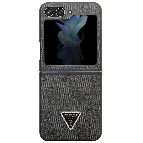 Case Guess GUHCZF5P4TDPK F731 Galaxy Z Flip5 black/black hardcase Leather 4G Diamond Triangle Case