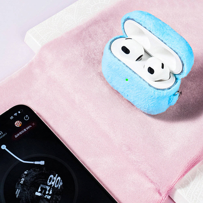 Kingxbar Plush Pods Case AirPods 3 Case Plush Cover Earphone Cover Blue