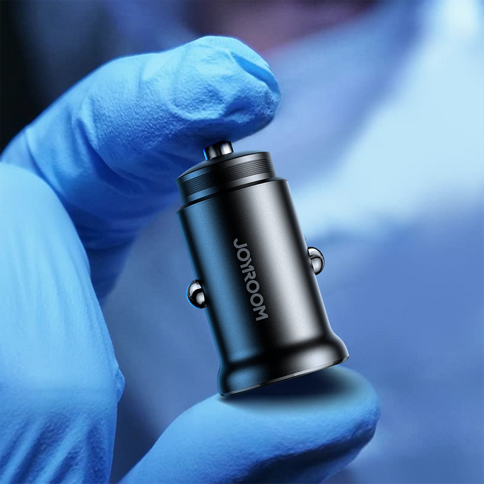 Joyroom JR-CCN06 30W 2x USB-C mini nabíječka do auta kovová - černá