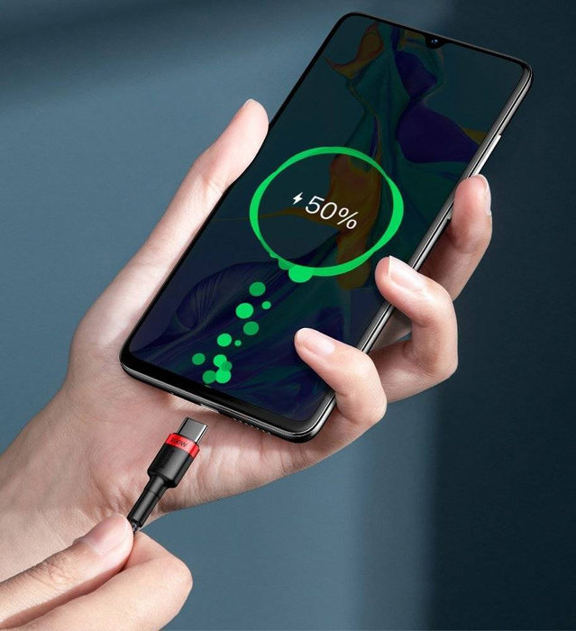 Baseus Cafule nylonový kabel USB Type C Power Delivery 2.0 100W 20V 5A 2m šedý (CATKLF-ALG1)