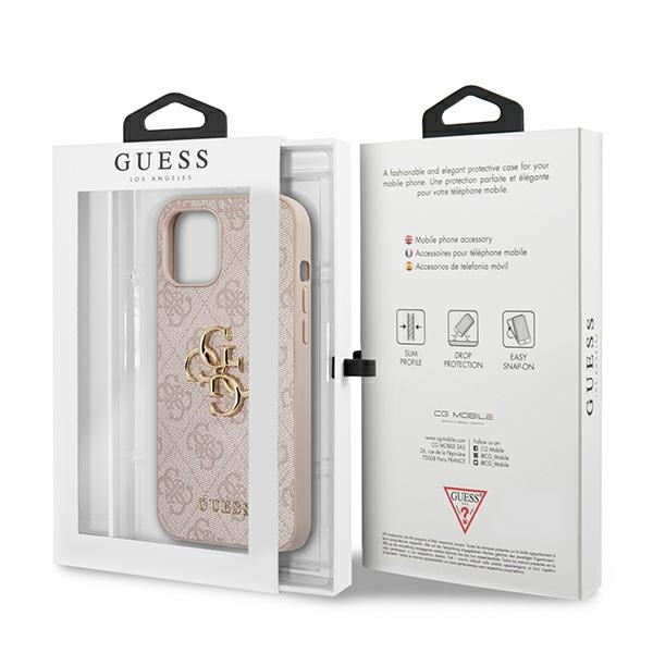 Cover GUESS Apple iPhone 12 12 Pro 4G Big Metal Logo Pink Hardcase