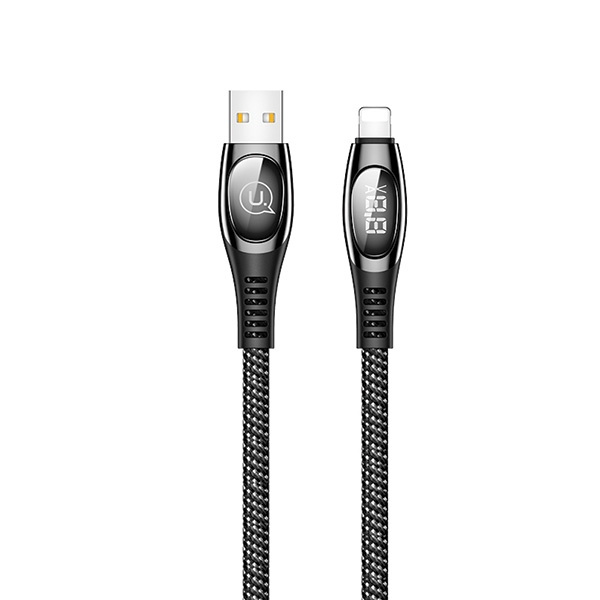 Cavo intrecciato USAMS Lightning 2A Fast Charging LED 1.2m nero