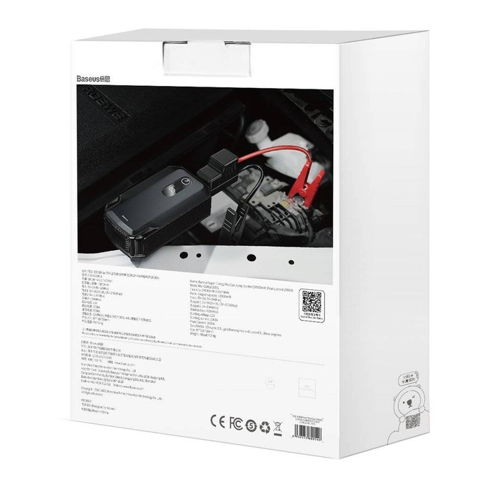 Baseus Super Energy Max Avviatore di emergenza per auto (20000mAh, Peakcurrent 2000A) + cavo nero (CGNL02001)
