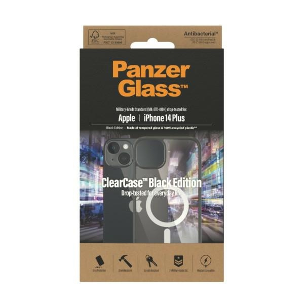 PanzerGlass ClearCase MagSafe iPhone 14 Plus 6,7" Antibakteriell schwarz/schwarz 0415
