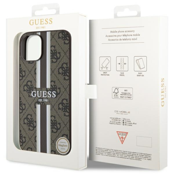 Case Guess GUHMP14SP4RPSW iPhone 14 6.1" brown/brown hardcase 4G Printed Stripes MagSafe Case