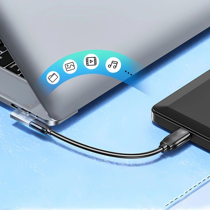 Przejściówka kątowa boczna Wozinsky WPKB-01 USB-C - USB-C 40Gb/s 240W 8K OTG - szara