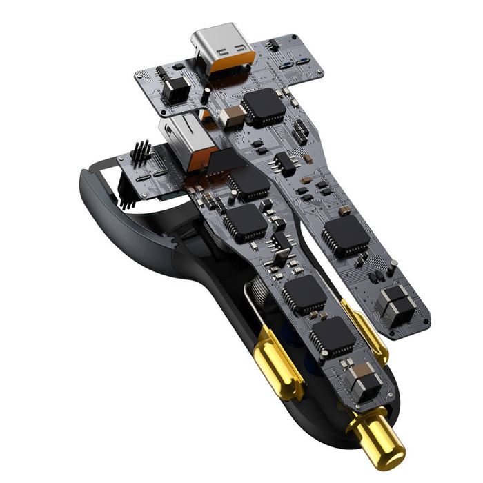 Baseus Qualcomm® Quick Charge ™ 5 Tecnologia Caricabatteria per auto multiporta a ricarica rapida C + C + U 160 W set Grigio （con cavo di ricarica rapida serie Baseus Xiaobai da Tipo-C a Tipo-C 100W (20V / 5A) 1m Nero）