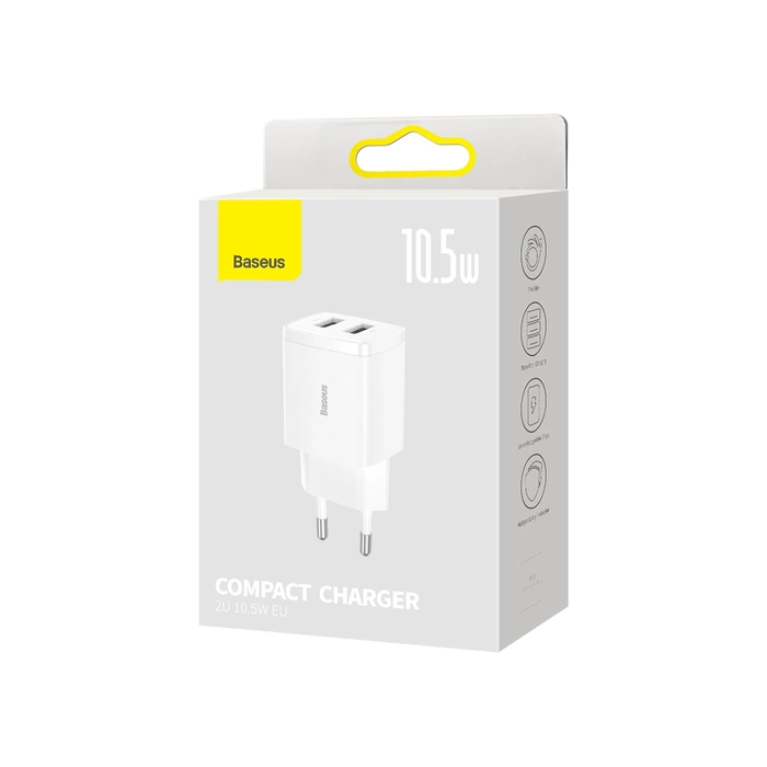 Baseus  Compact  Charger 2U 10.5W EU White