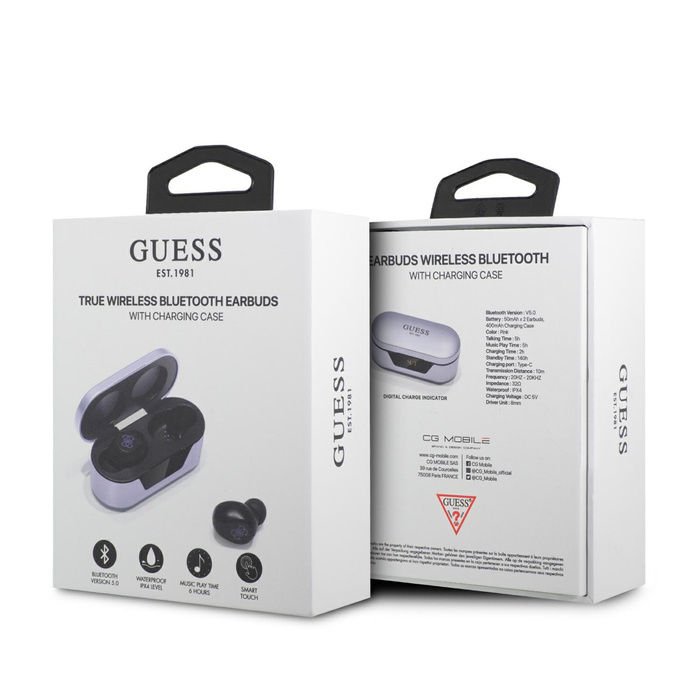 Guess headphones Bluetooth GUTWST31EU TWS + docking station purple/purple