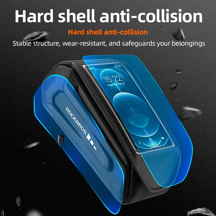 Rockbros 30120064001 wasserdichte Rahmen-Fahrradtasche mit Telefonabdeckung – Schwarz