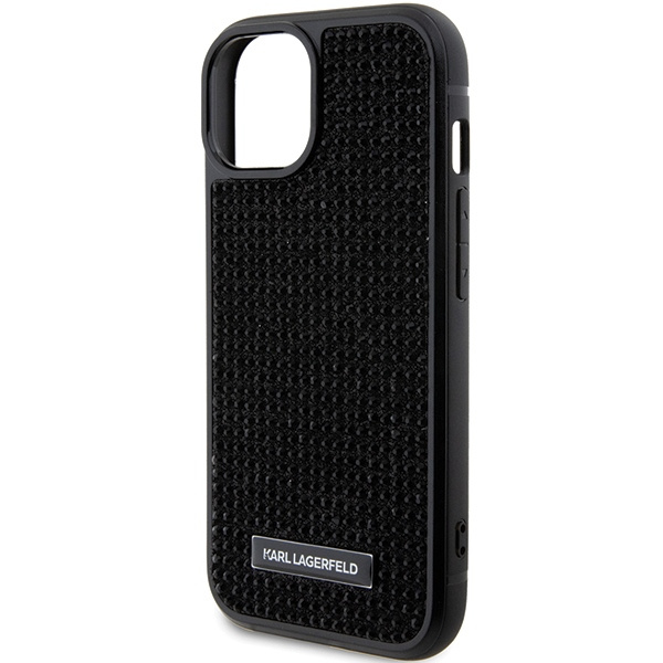 Karl Lagerfeld KLHCP15SHDSPLK iPhone 15 6.1" schwarz/schwarz hartcase Strass Logo Metallplatte