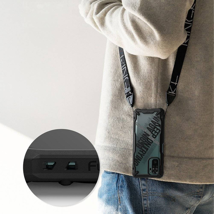 Custodia per PC durevole Ringke Fusion X Design con paraurti in TPU per Xiaomi Redmi Note 10 / Redmi Note 10S nero (Cross) (XDXI0030)