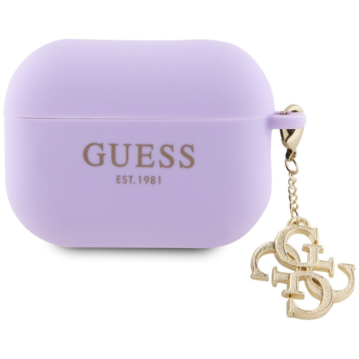 Guess GUAP2LECG4U AirPods Pro 2 cover purple/purple Liquid Silicone Glitter Triangle Charm