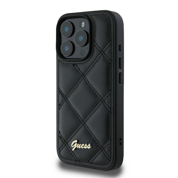Etui Guess iPhone 16 Pro 6.3" czarny/black hardcase Quilted Metal Logo