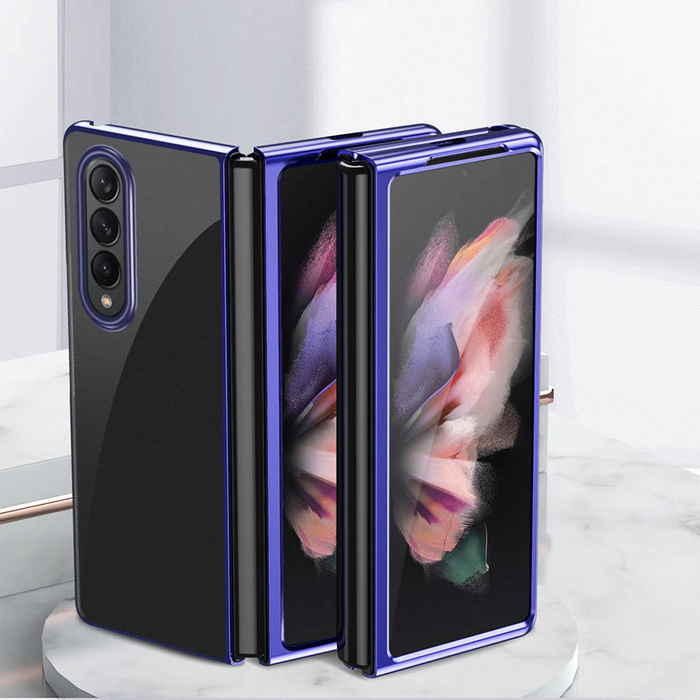 Pokovování Case tvrdý case kryt pouzdro s kovovým rámečkem Samsung Galaxy Z Fold 3 modrý