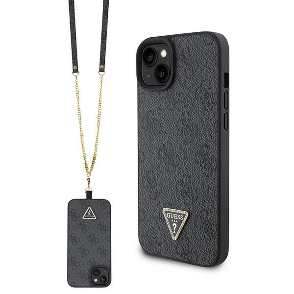 Hülle Guess GUHCP15SP4TDSCPK iPhone 15 6.1" schwarz/schwarz hartcase Crossbody 4G Metall Logo Case