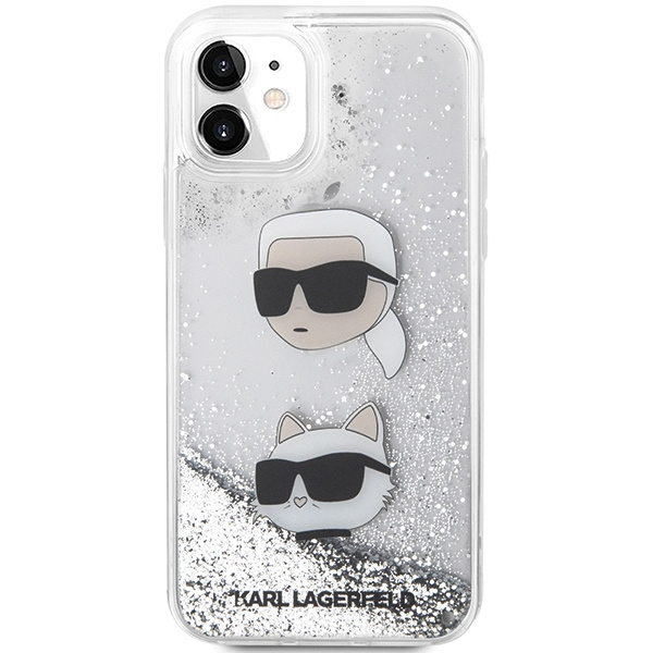 Karl Lagerfeld KLHCN61LDHKCNS iPhone 11 / Xr 6.1" plata/plata durocase Liquid Glitter Karl &amp; Choupette Heads