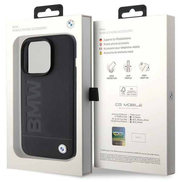 Etui BMW BMHCP15XSLLBK iPhone 15 Pro Max 6.7" czarny/black Leather Hot Stamp Case