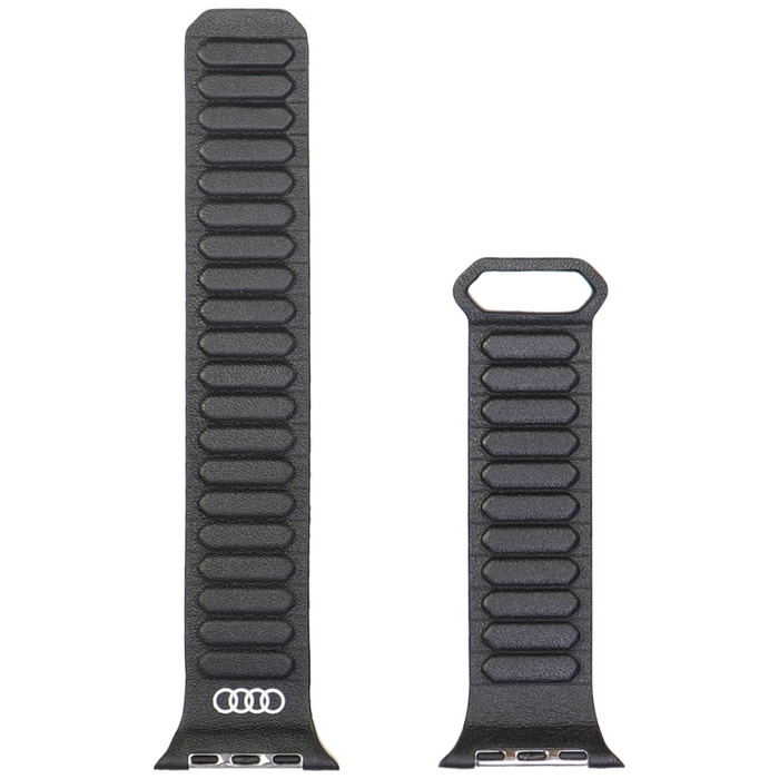 Pasek Audi Logo Genuine Leather Magnetic Ring do Apple Watch 44/45/46/49mm czarny