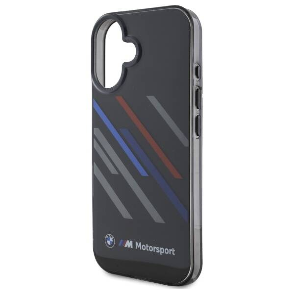 Hülle BMW iPhone 16 Plus 6,7" schwarz/schwarz hartcase Motosport IML Random Stripes