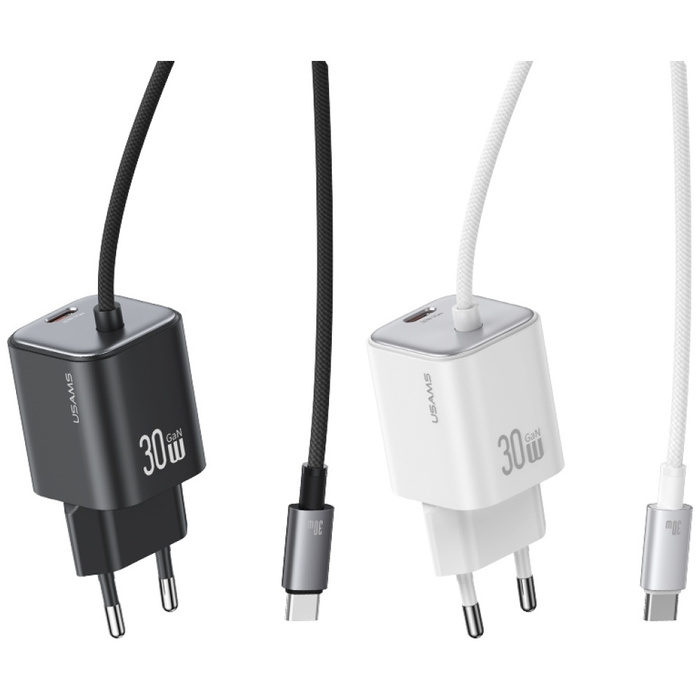 Ładowarka sieciowa USAMS JC Series CC264 30W GaN Mini Fast Charge 2xUSB-C biały