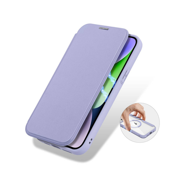 Funda Dux Ducis Skin X Pro Magnetic Flip MagSafe para iPhone 15 Plus - Púrpura