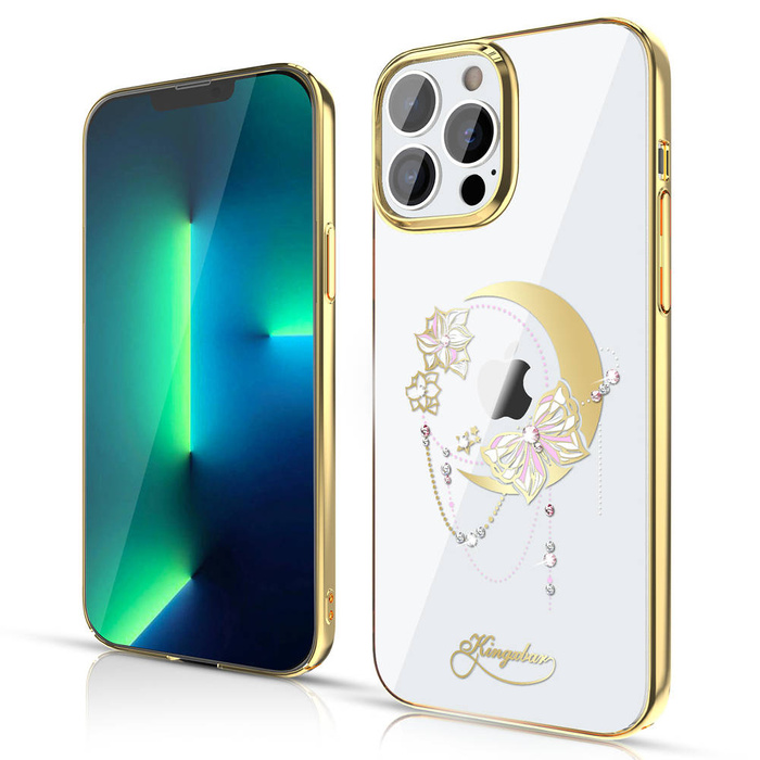 Kingxbar Moon Series Luxury Case mit Swarovski-Kristallen für iPhone 13 Pro Gold (Schmetterling)
