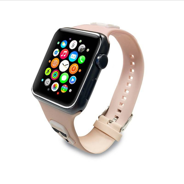 Karl Lagerfeld Strap KLAWLSLCKP Apple Watch 42/44 / 45mm pink / pink strap Silicone Karl &amp; Choupette Heads