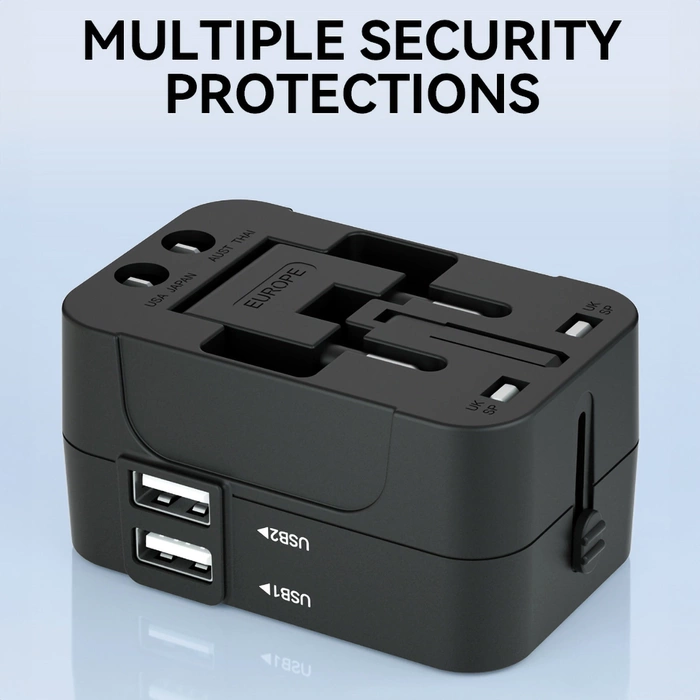 Wozinsky WUTWC Reiseadapter universal 24W EU / US / AUS / UK / 2x USB-A - Schwarz