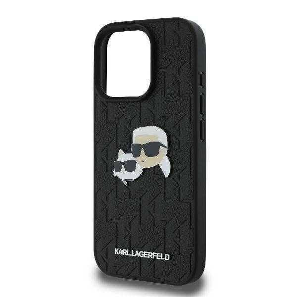 Etui Karl Lagerfeld iPhone 16 Pro 6.3" czarny/black hardcase Monogram Karl&Chaoupette Head Pin
