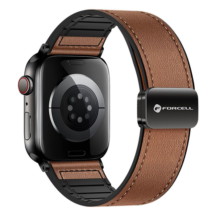 Pasek do Apple Watch Forcell F-Design FA21 magnetyczny skóra ekologiczna 38 / 40 / 41 mm brązowy