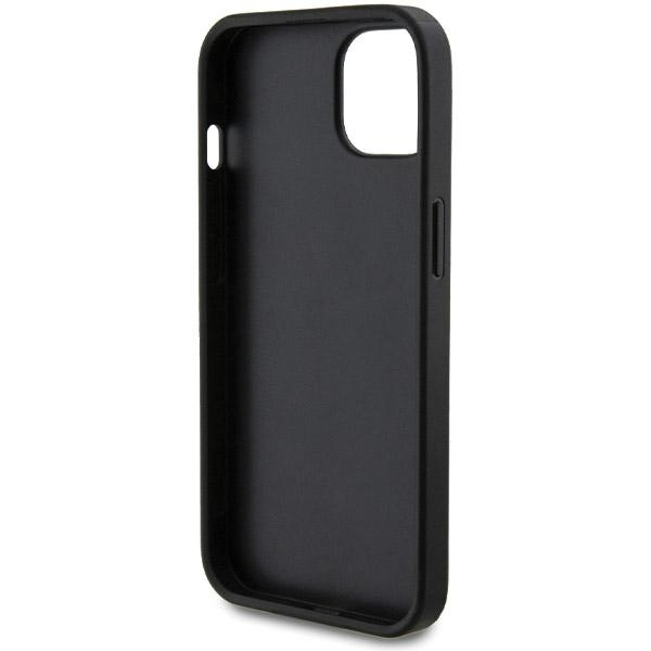 Case Guess GUHCP15SPSP4LGK iPhone 15 6.1" black/black hardcase Leather Perforated 4G Glitter Logo Case